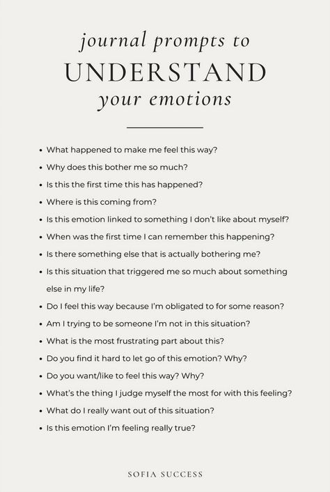 Dive into a journey of self-discovery with these 35 insightful journal prompts designed to help you explore your emotions. Whether you're looking to understand your feelings better or simply want to reflect on your day-to-day experiences, these prompts offer a gentle guide to introspection. Perfect for both seasoned journalers and beginners, each prompt encourages you to pause, think, and write with intention. Embrace the opportunity to connect with your inner self and gain clarity through the power of writing. Journal For Therapy, Morning Prompts, Content Questions, Brain Dumping, How To Journal, Mindfulness Journal Prompts, Mindset Work, Therapy Techniques, Understanding Emotions