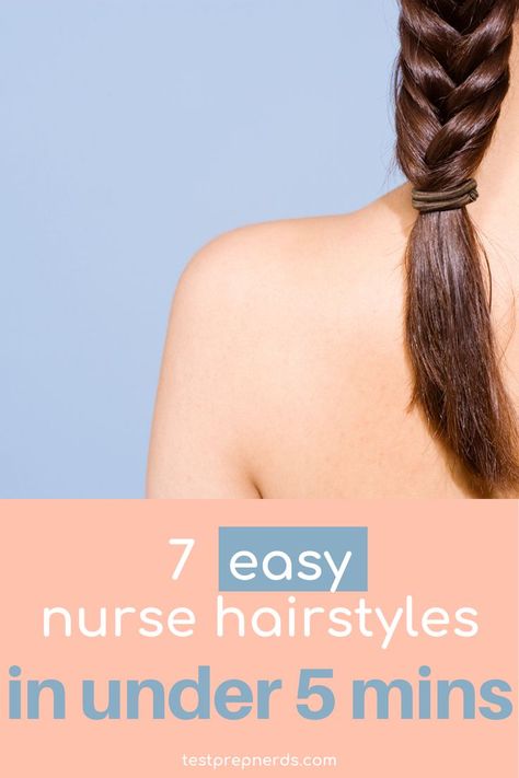 Try out these 7 quick and easy nurse hairstyles that will help revamp your look at work! These updos and styles can work for short, medium, and long hair! Don't like to spend a lot of time getting ready for work? We feel ya! These all can be done in under 5 minutes! Nurse Updos For Long Hair, Pediatric Nurse Hairstyles, Nurse Hairstyles Medium Hair, Cute Hairstyles For Nurses Up Dos, Work Hairstyles For Nurses Easy, Hair For Nurses Hairstyles, Updo For Nurses, Quick Nurse Hairstyles, Nurse Hairstyles Scrubs Easy