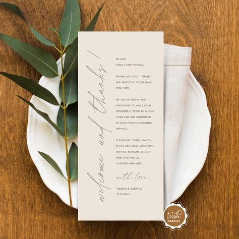 Minimalist Wedding Place Setting Thank You Card Dinner Place, Place Setting Cards, Dinner Places, Script Design, Thank You Card Design, Wedding Plates, Wedding Place Settings, Wedding Place, Free Birthday Invitation Templates