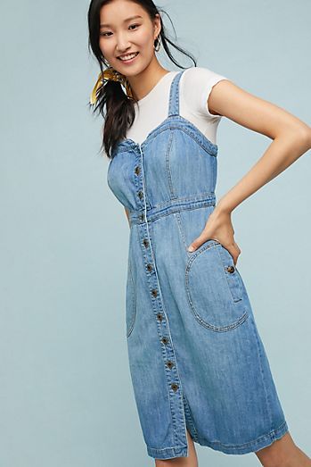 Pilcro Buttondown Denim Dress Denim Dress With Boots, Fitted Denim Dress, Button Down Denim Dress, Denim Pinafore Dress, Denim Pinafore, Tweed Dress, Pinafore Dress, Diy Keychain, Midi Shirt Dress