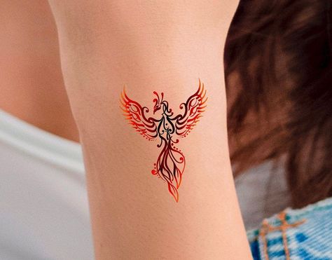 Ideas tattoo for woman Small Phoenix Tattoos For Women, Phoenix Rising Tattoo, Simple Phoenix Tattoo, Phoenix Tattoos For Women, Rising Phoenix Tattoo, Phoenix Tattoo Feminine, Small Phoenix Tattoos, Heart Temporary Tattoos, Phoenix Tattoo Design