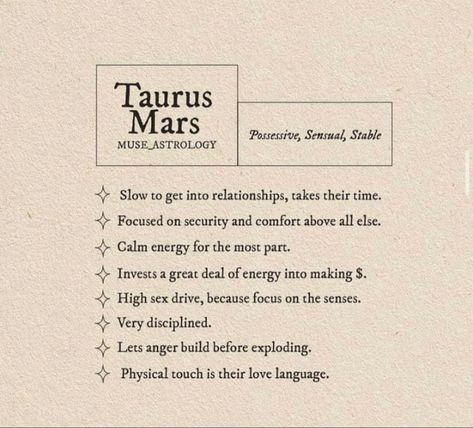 Mars Sign Meaning, Taurus Mars Aesthetic, Mars Taurus, Mars In Taurus, Taurus Mars, Sag Rising, Astrology Notes, Mars Astrology, Mars Aesthetic