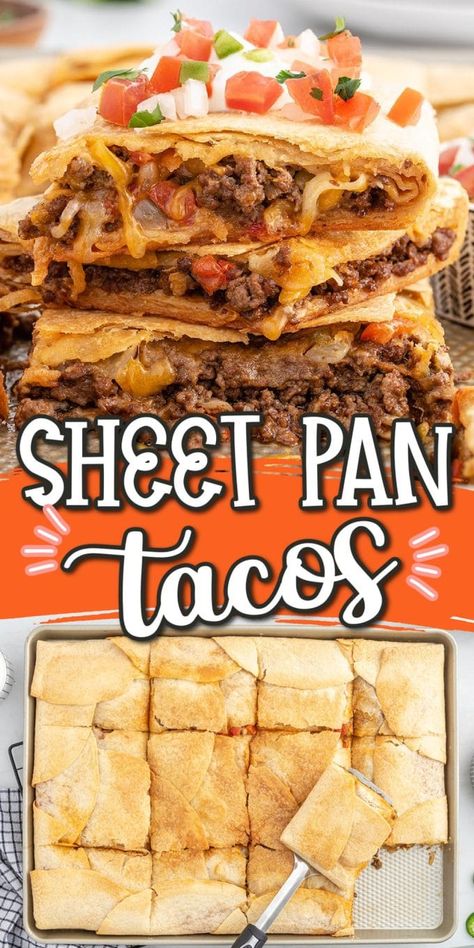 Sheet Pan Tacos, Pan Tacos, Taco Bells, Sheet Pan Dinners Recipes, Mexican Food Recipes Easy, Easy Casserole Recipes, Beef Recipes Easy, Taco Recipes, Beef Recipes For Dinner