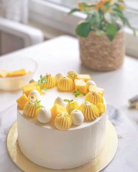 Genoise Sponge Cake, Fruit Cake Design, Bolo Vintage, Asian Cake, Birthday Cake Decorating Ideas, Chocolate Cake Designs, Tiny Cakes, Mango Cake, Gourmet Cakes