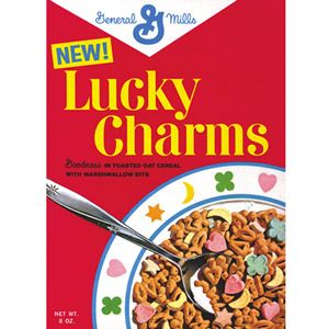 Happy Birthday, Lucky Charms! 5 years of one fun cereal. Nothing more fun than hunting marshmallows Lucky Charms Leprechaun, Lucky The Leprechaun, Marshmallow Bits, Cheerios Cereal, Vintage Cereal, Lucky Charms Cereal, Oat Cereal, Cereal Killer, Cereal Boxes