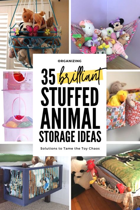 Diy Stuffed Animal Storage, Kids Toys Organization, Animal Storage Ideas, Stuffed Animal Storage Ideas, Kids Room Organization Diy, Stuffed Animal Displays, Organizing On A Budget, Toy Organization Ideas, Storing Stuffed Animals