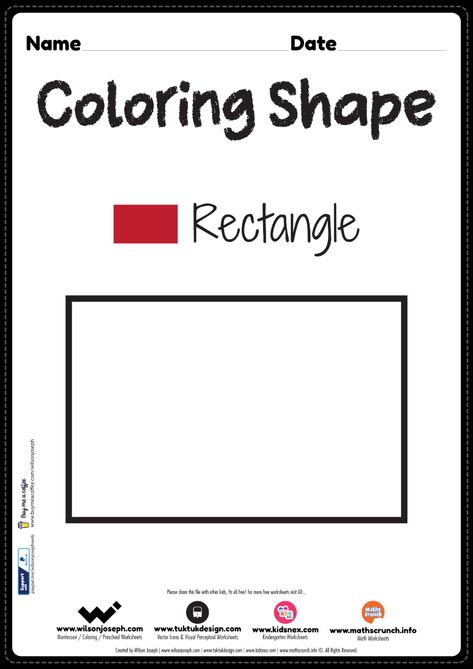 Rectangle coloring page for preschool, kindergarten kids to practice visual drawing and coloring Montessori activities to develop creativity, free printable PDF Rectangle Worksheet Preschool, Rectangle Activities For Preschool, Rectangle Worksheet, Visual Drawing, Numbers Activities, Shapes Worksheet Kindergarten, Worksheet Preschool, Shape Coloring Pages, Kindergarten Worksheets Free Printables