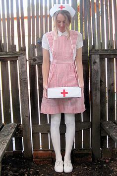 Candy striper on Pinterest | 44 Pins Addams Family Musical, Striper Outfits, Dystopia Rising, Nurse Halloween Costume, Halloween Costum, Candy Striper, Nurse Party, Future Costume, Medical Fashion