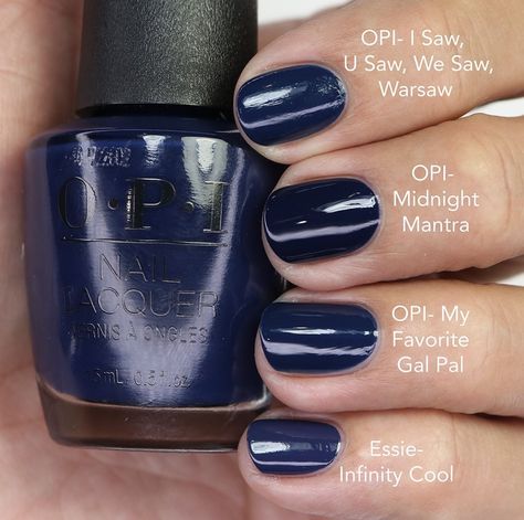 Blue Nail Polish Colors, Navy Nail Polish, Opi Fall, Opi Nail Polish Colors, Navy Nails, Aqua Nails, Navy Blue Nails, Opi Nail Colors, Blue Nail Polish