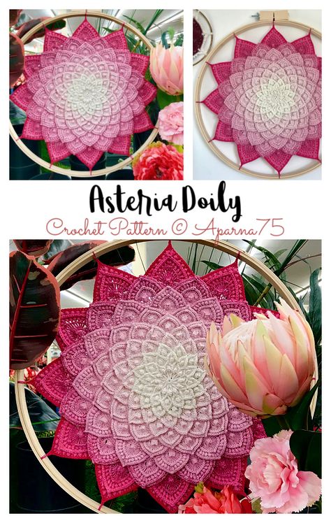 Asteria Doily Crochet Pattern Crochet Thread Projects Size 10, Free Crochet Doily Patterns For Beginners, Crochet Mandala Pattern Free, Crochet Dreamcatcher Pattern Free, Free Mandala Crochet Patterns, Free Doily Patterns, Motif Mandala Crochet, Crochet Dreamcatcher Pattern, Crochet Decorations