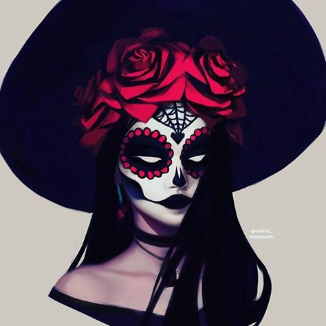 Day Of The Dead, The Dead, Roses, Red, Hair, Black