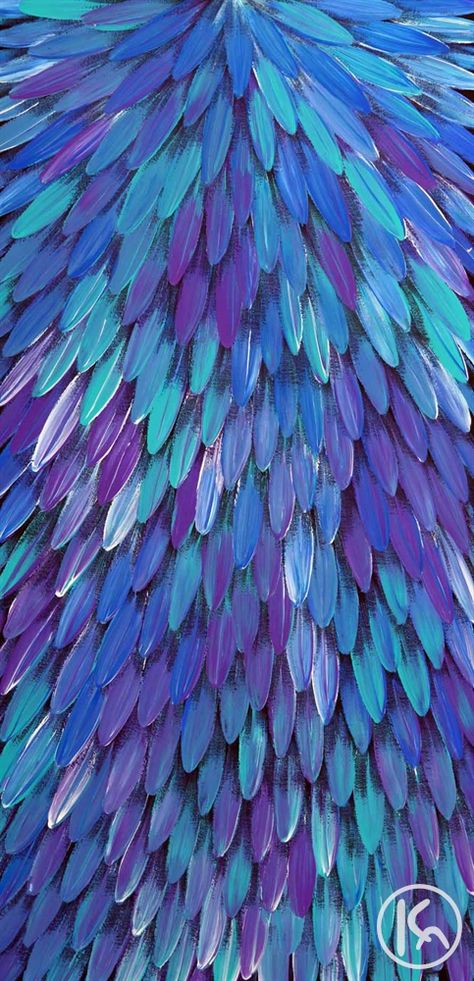 Emu Dreaming (09111987), Raymond Walters Japanangka Purple Feathers, Turquoise And Purple, Aboriginal Art, Emu, Color Textures, Art Store, Textures Patterns, Color Inspiration, Shades Of Blue