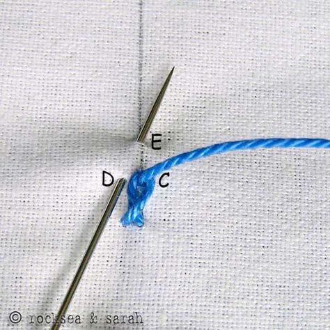 twisted chain stitch » Sarah's Hand Embroidery Tutorials Needlework Stitches, Hand Stitches, Embroidery Stitch, Crazy Quilting, Basic Embroidery Stitches, Wool Embroidery, Hand Embroidery Tutorial, Needlepoint Stitches, Embroidery Stitches Tutorial