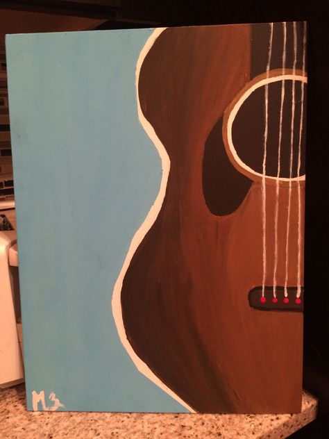 Painting ideas Easy Goat Paintings On Canvas, Guitar Painting Aesthetic, Easy Guitar Paintings, Paintings Of Guitars, Guitar Painting On Canvas Easy, Music Aesthetic Painting, Painting Gift Ideas Canvases, Painting Ideas Music, Besties Painting