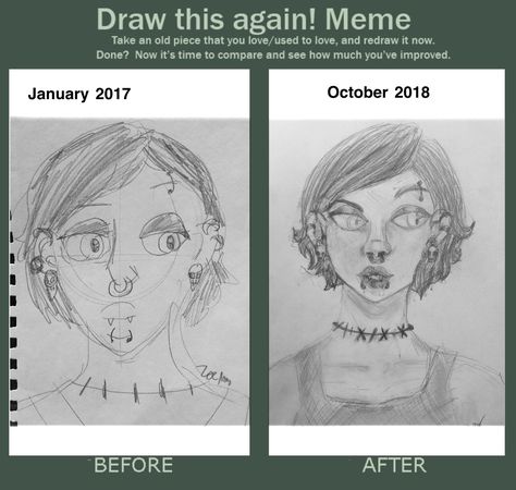 Draw this again art improvement Draw This Again Challenge, Draw This Again, Art Improvement, Art Style Challenge, Art Jokes, Drawing Prompt, Art Prompts, Cool Sketches, Creative Drawing