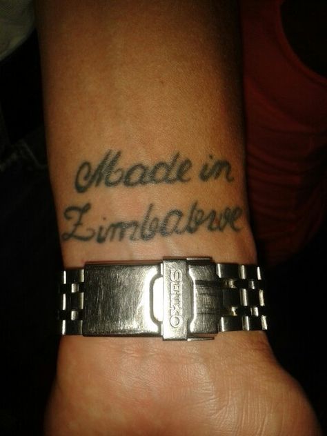 Very cool idea ''made in Zimbabwe'' my friends tattoo Zimbabwe Tattoo, Friends Tattoo, Dream Tattoos, Ink Ideas, Friend Tattoos, Zimbabwe, Tattoo Inspo, Tatting, Tattoo Ideas