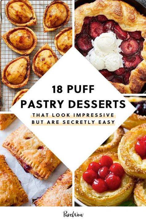 Cherry Pastry, Apple Ricotta, Resep Puff Pastry, Sweet Puff Pastry, Easy Puff Pastry Recipe, Puff Pastry Recipes Dessert, Puff Dessert, Rough Puff Pastry, Pastries Recipes Dessert