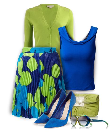 "Blue and Green" by kiki-bi ❤ liked on Polyvore featuring mode, Doublju, Tricot Chic en Tory Burch Royal Blue And Lime Green Outfits, Royal Blue And Green Outfits For Women, Green Color Blocking Outfits, Lime Green Outfits, Green Outfits For Women, Floral Printed Skirt, Dinner Party Outfits, Modern Wear, Green Outfits