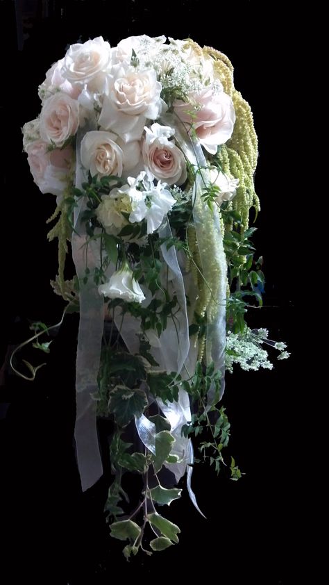 Fae Wedding Bouquet, Massive Wedding Bouquet, Victorian Wedding Flowers Bridal Bouquets, Wedding Bouquet Hanging Flowers, 80s Wedding Bouquet, Fairytale Bouquet Wedding, 1920s Bridal Bouquet, Hanging Flowers Bouquet, Wedding Bouquet Hanging