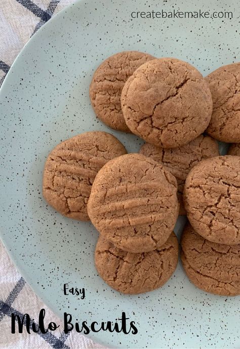 These easy Milo Biscuits are the perfect sweet treat for the kids lunch boxes - and also for adults too! They require just FIVE easy ingredients, are freezer friendly and both regular and Thermomix instructions are included. Milo Biscuits, Ted Lasso Biscuits, 3 Ingredient Biscuit Recipe, Milo Recipe, Biscuit Cinnamon Rolls, Biscuits Homemade, Homemade Biscuit, Family Freezer, Easy Biscuit