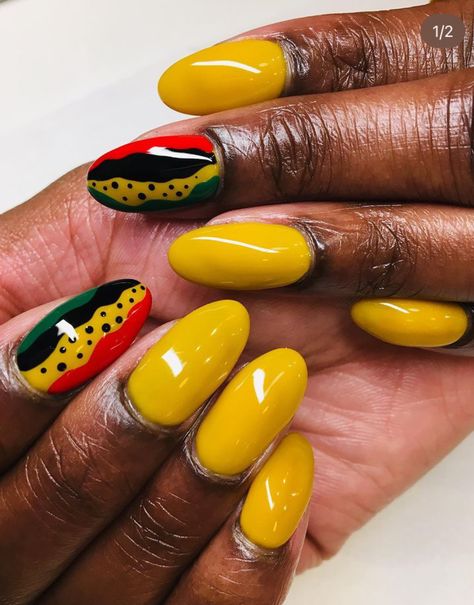 Juneteenth Nail Design, Juneteenth Nails, Jamaica Nails, Nail Dipping Powder Colors, Nail Design Glitter, Girls Nail Designs, Short Nail Manicure, 2023 Nail, Happy Kwanzaa