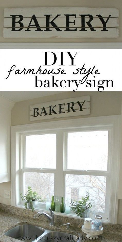 DIY Farmhouse Style Bakery Kitchen Sign - this is such an EASY DIY decor project. It comes together in 4 simple steps - for just a small fraction of the price that you would pay in stores. #DIYHomeDecorFarmhouseStyle Floral Chandeliers, Farmhouse Accessories, Diy Farmhouse Kitchen, Diy Home Upgrades, Farmhouse Diy Projects, Farmhouse Kitchen Signs, Farmhouse Fresh, Diy Farmhouse Style, Bakery Kitchen