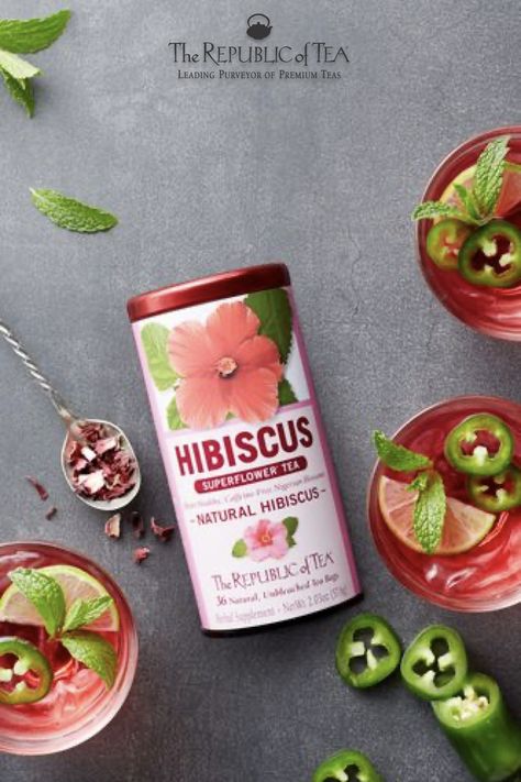 Intoxicating and exotic, hibiscus tea delivers unique flavor and health benefits. Cultivated from the Nigerian hibiscus flower, this sweet ruby-red hibiscus flower tea, available in bags and full leaf, is a refreshing indulgence. Click the link to learn more! #TheRepublicofTea #SipTeaTogether #sipbysip #tea #teatime #looseleaftea #tealover #tealife #tealovers #cupoftea Hibiscus Flower Tea, The Republic Of Tea, Perfect Summer Day, Restaurant Specials, Red Hibiscus, Coffee Club, Snack Jars, Hibiscus Tea, Now Foods