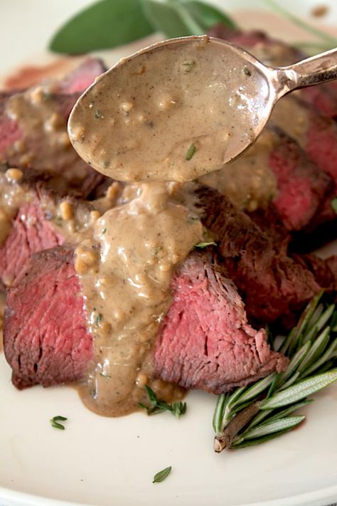 This pan sauce comes together with fresh shallots and thyme in only 5 minutes, and it's the perfect topping for any steak. Steak Cream Sauce, Sauce For Steak, Shallot Sauce, Striploin Steak, Pan Seared Pork Chops, Great Dinner Ideas, Seared Pork Chops, Pan Sauce, Easy Chicken Breast