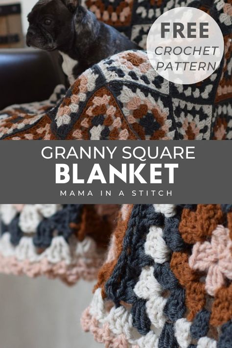 Introducing the Nora Granny Square Throw Blanket pattern! This is a great go-to pattern for you to make your own, unique granny square blanket. (And yes, This granny square blanket pattern is super simple and right on trend. I love how the squares can be made in any color! Crochet Borders For Blankets, Mama In A Stitch, Granny Square Haken, Throw Blanket Pattern, Granny Square Afghan, Crochet Blanket Designs, Crochet Granny Square Blanket, Crochet Ornaments, Crochet Decoration