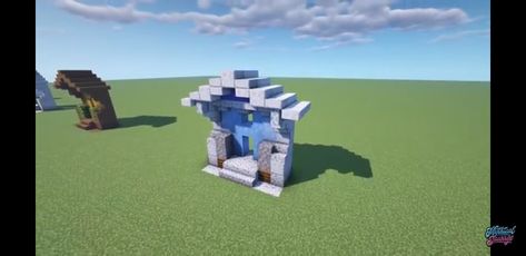 Smooth diorite and diorite floor, structure and details; quartz roof; packed ice and blue ice inner walls. Mythical Sausage, Blue Ice, Minecraft Creations, Ice Blue, Minecraft, Roof, Flooring, Toys, Blue