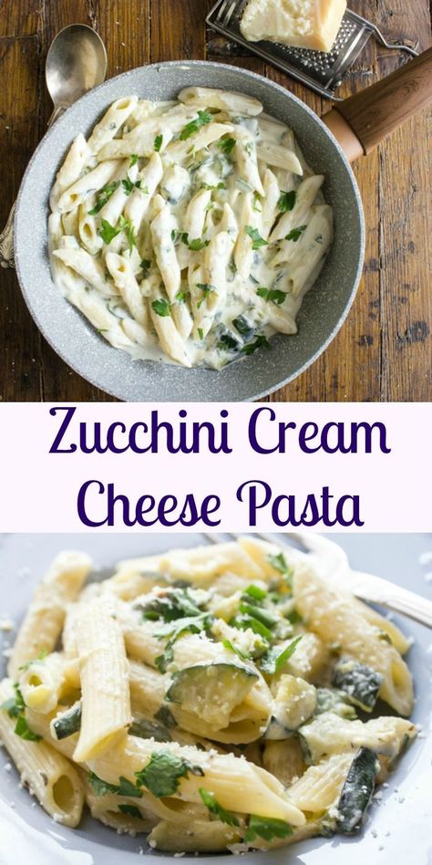 Wheat Pasta Recipes, Zucchini Pasta Recipes, Vegetarian Pasta Dishes, Cream Cheese Pasta, Delicious Pasta, Yummy Pasta Recipes, Vegetarian Pasta, Tasty Pasta, Cheese Pasta