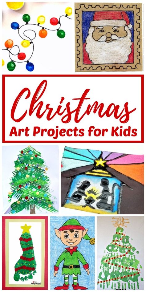 Christmas art projects for kids - Keep the kids busy through the holiday season with these cute Christmas art and craft project ideas for children. This cool collection includes Christmas handprint, footprint, and fingerprint art and other fun painting ideas for toddlers to teens! | #ChristmasArt #ChristmasCraft Kids Christmas Canvas, Christmas Art Projects For Kids, Kids Christmas Painting, Cute Christmas Art, Christmas Art For Kids, Handprint Christmas, Christmas Art Projects, Christmas Canvas Art, Christmas Artwork