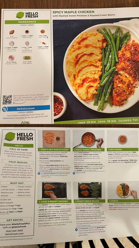 Hello Fresh Recipes Cards Printable, Hellofresh Recipe Cards, Spicy Maple Chicken, Hello Fresh Recipes Cards, Hello Fresh Menu, Hello Fresh Dinners, Fresh Dinners, Seasoned Sour Cream, Maple Chicken