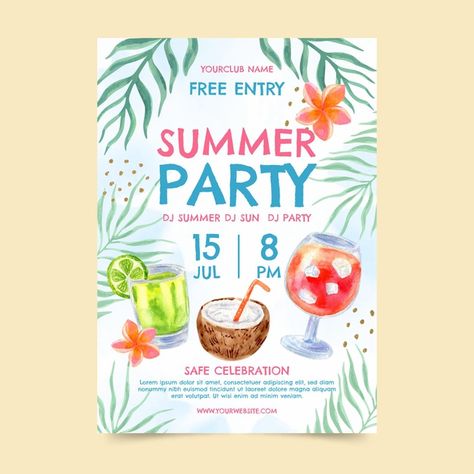 Dinner Invitation Template, Invite Ideas, Summer Poster, Dj Party, Dinner Invitation, Vertical Poster, Summer Theme, Dinner Invitations, Party Poster