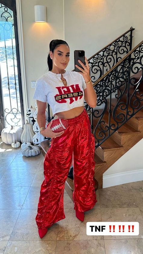 Stories • Instagram Red Tracksuit Aesthetic, Beyonce Red Outfit, Ariana Red Outfit, Trendy Red Sweatpants For Streetwear, Named Collective Tracksuit Red, 49ers Outfit, Ohio State Outfit, Kc Cheifs, Super Bowl Outfit