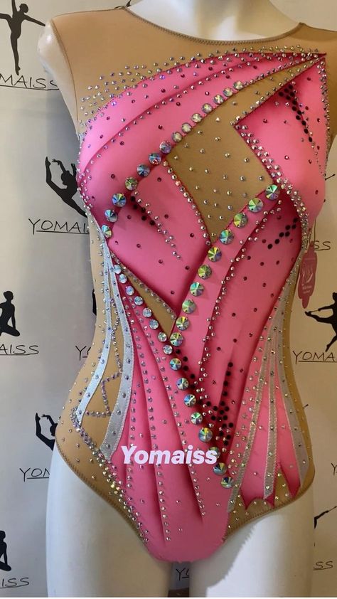 Ice Skater Dress, Majorette Dance Uniforms, Pink Dance Costumes, Gymnastics Competition Leotards, Rhythmic Gymnastics Costumes, Solo Dance Costumes, Competition Outfit, Dance Uniforms, Pink Leotard