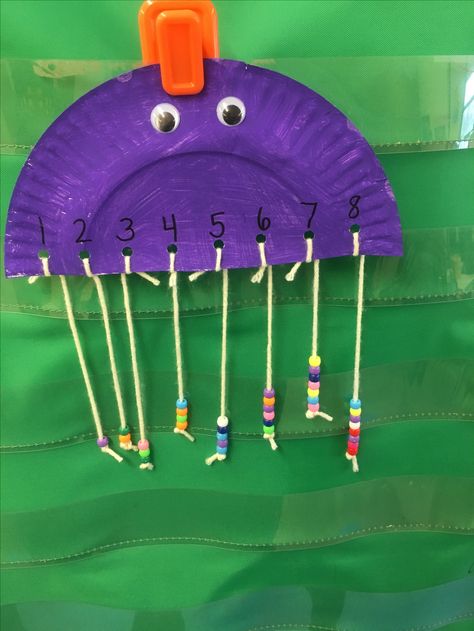 Jellyfish Activities Preschool Math, Jellyfish Counting, Headstart Activities, Paper Plate Jellyfish, Water Study, Life Themes, Library Storytime, Pre K Lesson Plans, Sea Life Theme