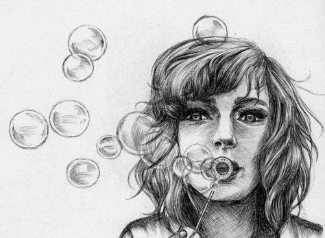 Drawing Ideas Girl, Pool Tattoo, Wicca Tattoo, Bubble Drawing, Ap Drawing, Bubble Art, Blowing Bubbles, Art Van, Virtual Art