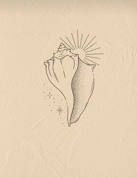 Sea Shells Tattoos For Women, Conk Shell Tattoos, Queen Conch Shell Tattoo, Whelk Shell Tattoo, Fine Line Sea Shell Tattoo, Shell Line Tattoo, Simple Shell Tattoo, Fine Line Shell Tattoo, She’ll Tattoo