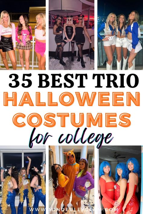 trio halloween costumes Group Halloween Costumes For 3, Simple Halloween Costumes For Women, Diy Teen Halloween Costumes, Simple Halloween Costumes, Costumes For Teenage Girl, Old Halloween Costumes, Trio Costumes