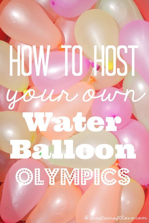 How to host your own Water Balloon Olympics via createcraftlove.com Picnic Games For Adults, Backyard Olympics, Creative Nursery, Water Balloon Games, Picnic Games, Balloon Games, Adult Party Themes, Olympic Party, Games For Adults