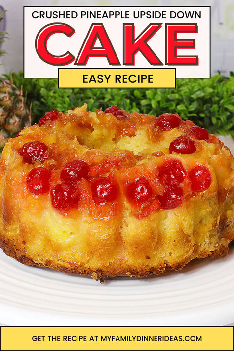 Crushed Pineapple Upside-Down Cake Easy Bundt Cake Recipes Boxes Crushed Pineapple, Crushed Pineapple Upside Down Cake, Crushed Pineapple Cake, Recipes With Crushed Pineapple, Pineapple Upside Down Bundt Cake, Upside Down Pineapple Cake, Easy Bundt Cake Recipes, Caramelized Pineapple, Box Cake Recipes