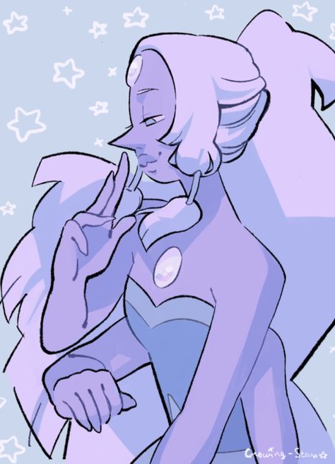 Opal Opal Fanart, A Drawing, Steven Universe, A Woman, Opal, Universe, Stars, Purple, Art