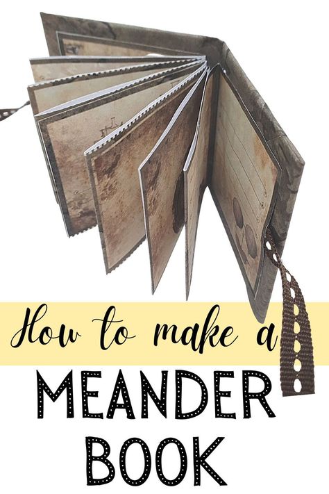 Find out how to make a meander book in a vintage style. Get your freebie printable and learn to assemble this fun and easy accordion folded book How To Make An Accordion Book, Small Junk Journal Ideas, Accordion Book Ideas, How To Tab Books, How To Make A Book Out Of Paper, Diy Book Making, Book Making Ideas, How To Make A Book, Folded Books Tutorial