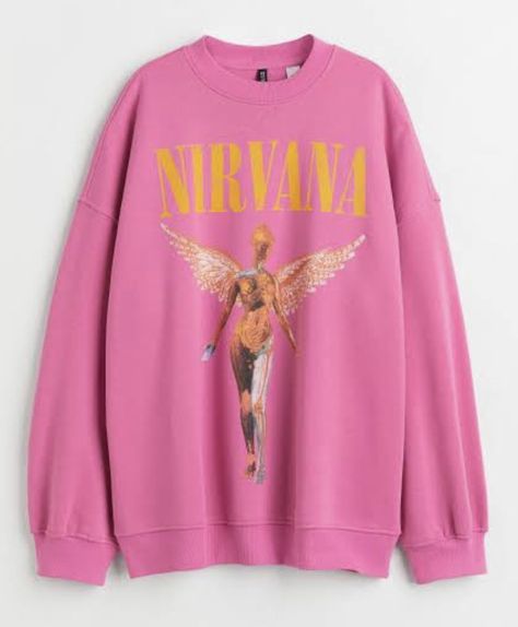 Nirvana Sweatshirt, Cute Preppy Outfits, Sweatshirt Fabric, Oversized Top, Workout Sweatshirt, Pink Sweatshirt, Wide Sleeves, Oversized Sweatshirt, Oversized Sweater