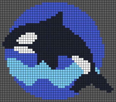 Orca Alpha Pattern, Whales Crochet, Whale Alpha Pattern, Wave Pixel Art, Orca Pixelart, Beach Alpha Pattern, Whale Pixel Art, Orca Design, Ocean Pixel Art