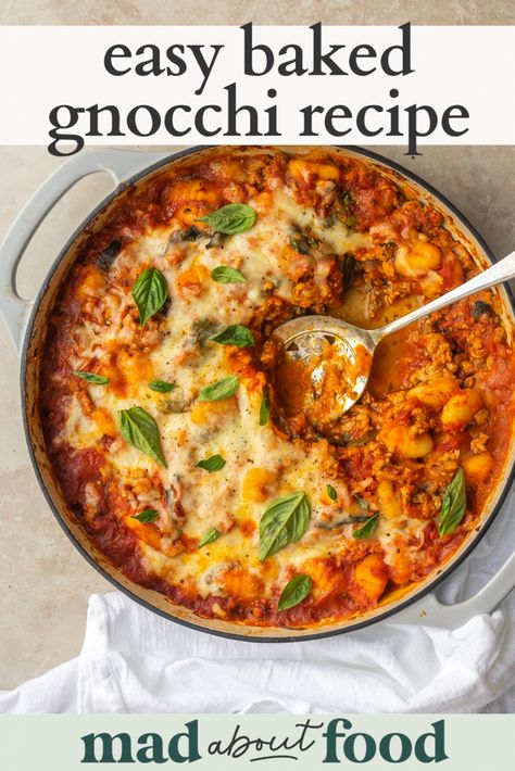 Chicken Gnocchi Bake, Turkey Marinara Sauce, Ravioli Fillings, Beef Gnocchi, Gnocchi With Chicken, Skillet Gnocchi, Healthy Skillet, Simple Ingredient Recipes, Gnocchi Dishes