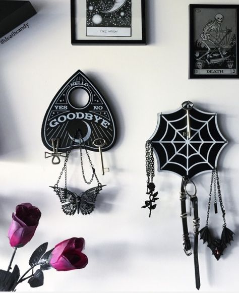 🦇INSTAGRAM GIVEAWAY ALERT🦇Which one of these spooky @sourpussclothing 🗝 Holders is your fave, Witches?- 🌙 or 🕸 ?- Win the one you like!✨Just Share this image using #sourpusscandy ✨ Follow @deathcandy & @sourpussclothing ✨ Tag 2 friends✨ Share... Goth Bedroom, Gothic Room, Gothic Bedroom, Giveaway Alert, Dark Home Decor, Horror Decor, Goth Home, Goth Home Decor, Goth Decor