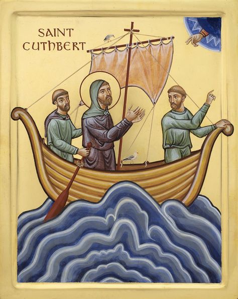 Saint Cuthbert - Aidan Hart Sacred Icons Saint Illustration, Saint Cuthbert, St Edward The Confessor, Hart Icon, Saint Katherine, St Genevieve, Coptic Art, St Columba, Icon Photos