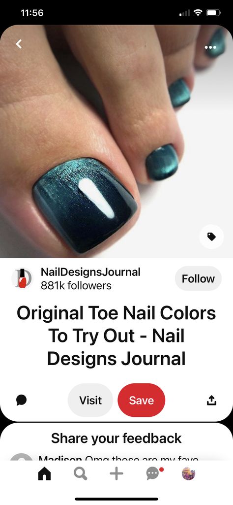 Navy Pedicure Toenails, January Pedicure Colors, Winter Pedicure Colors Toenails, Autumn Pedicure Toe Nails, Fall Toe Nail Colors Autumn, Winter Toes, Pedi Nails, Green Toe Nails, Pedi Designs